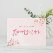 Watercolor Cherry Blossom Spring Groomsman Card サンキューカード (スタンド正面)