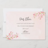 Watercolor Cherry Blossom Spring Groomsman Card サンキューカード (裏面)