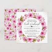 Watercolor Cherry Blossom Wreath Baby Shower 招待状 (正面/裏面)