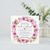 Watercolor Cherry Blossom Wreath Baby Shower 招待状 (スタンド正面)