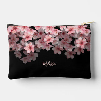Watercolor Cherry Blossoms Black Pink | Your Name アクセサリーポーチ