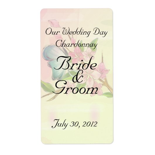 Watercolor Cherry Blossoms Butterflies ラベル (正面)