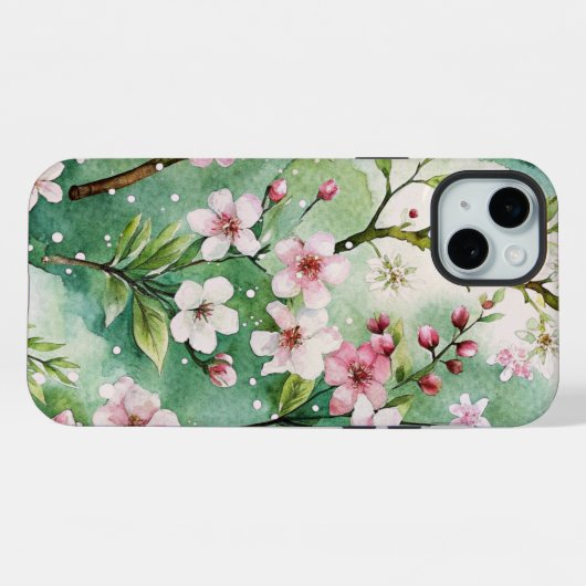 Watercolor Cherry Blossoms iPhoneケース (裏面横)