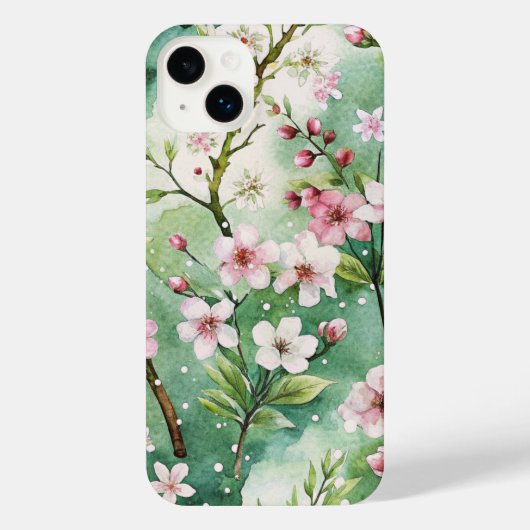 Watercolor Cherry Blossoms iPhoneケース (裏面)