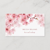 Watercolor Cherry Blossoms Pink Floral 名刺 (正面)