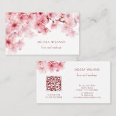 Watercolor Cherry Blossoms QR Code 名刺 (正面/裏面)