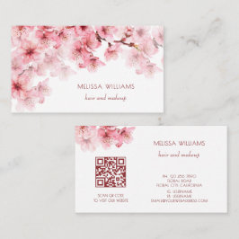 Watercolor Cherry Blossoms QR Code 名刺