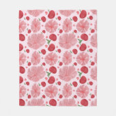 Watercolor Cherry floral pattern  フリースブランケット (正面)