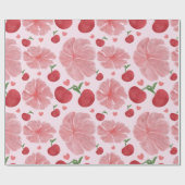 Watercolor Cherry Floral Pattern, Cute Cherries  ラッピングペーパー (フラット)