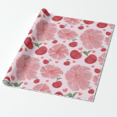 Watercolor Cherry Floral Pattern, Cute Cherries  ラッピングペーパー (アンロールド)