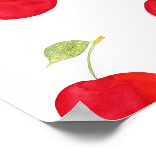 Watercolor Cherry Pattern ポスター (角)