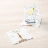 Watercolor Chic Alpaca Baby スクエアペーパーコースター (インサイチュ)