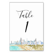 Watercolor Chicago Wedding Table Numbers テーブルナンバー (裏面)