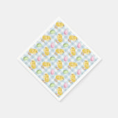 Watercolor Chick And Eggs On Blue Gingham Pattern スタンダードカクテルナプキン (角)