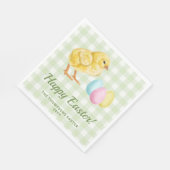 Watercolor Chick And Eggs On Green Happy Easter スタンダードランチョンナプキン (角)