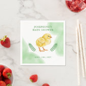 Watercolor Chick And Green Leaves Baby Shower スタンダードカクテルナプキン (インサイチュ)