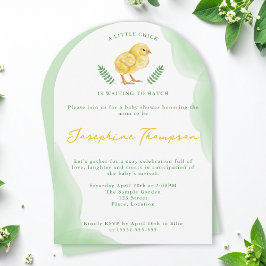 Watercolor Chick Waiting To Hatch Baby Shower 招待状