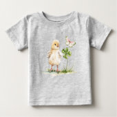Watercolor Chick With Four-Leaf Clover  ベビーTシャツ (正面)
