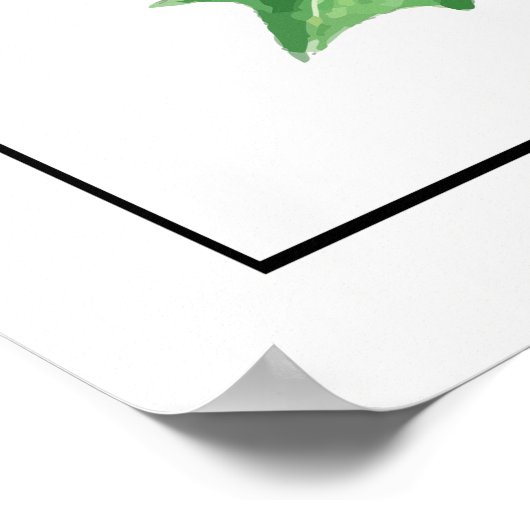 Watercolor Chickadee Bird with Holly Sprig ポスター (角)