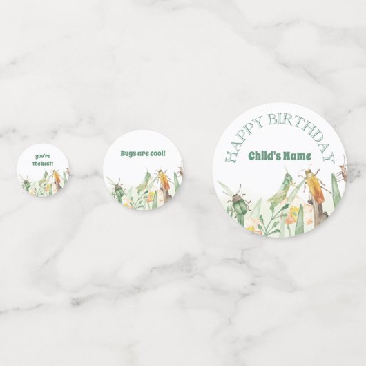 Watercolor Child's Bug Insect Birthday コンフェッティ (裏面)