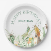 Watercolor Child's Bug Insect Birthday ペーパープレート (正面)