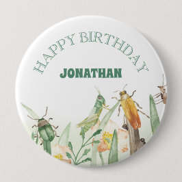 Watercolor Child's Bug Insect Birthday 缶バッジ