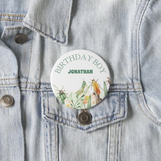 Watercolor Child's Bug Insect Birthday Boy 缶バッジ (インサイチュ)