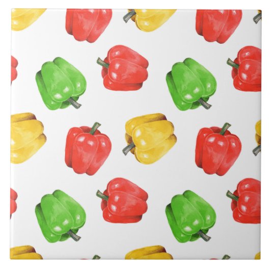 Watercolor Chilli Peppers Pattern  タイル (正面)