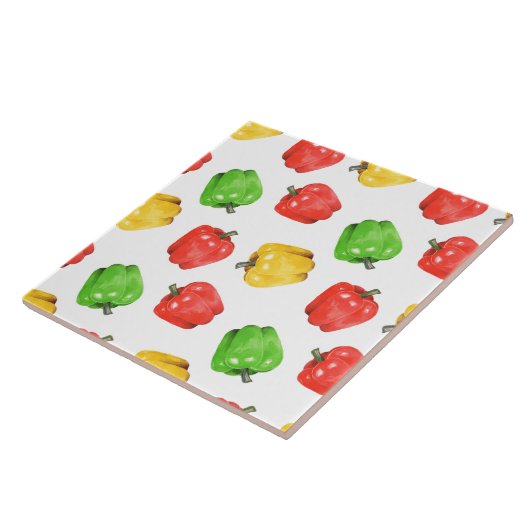 Watercolor Chilli Peppers Pattern  タイル (側面)