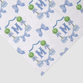 Watercolor Chinoiserie Blue Topiary Monogram Crest 薄葉紙 (詳細)