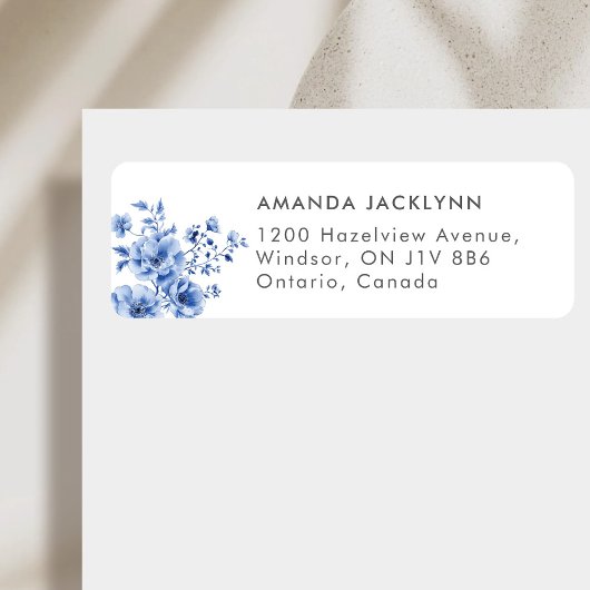 Watercolor Chinoiserie floral ラベル