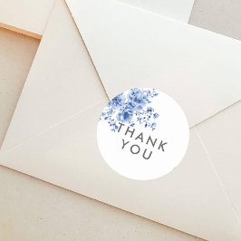 Watercolor Chinoiserie Floral Round Sticker ラウンドシール