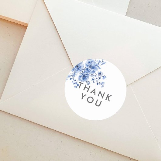 Watercolor Chinoiserie Floral Round Sticker ラウンドシール