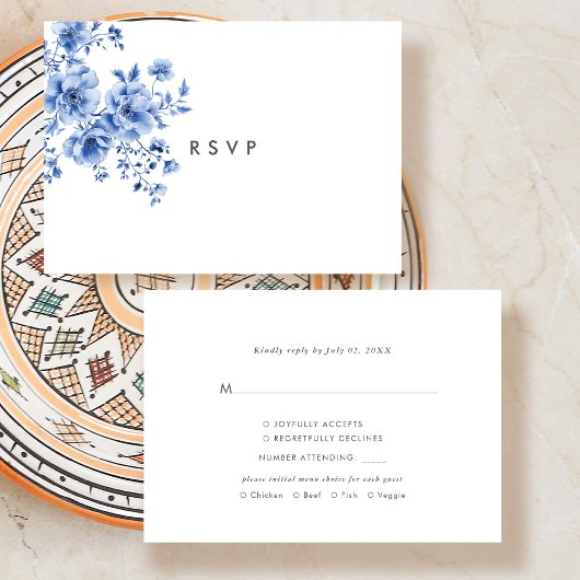 Watercolor Chinoiserie Floral RSVP Response Card