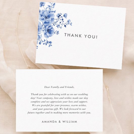 Watercolor Chinoiserie Floral Thank you プレイスカード