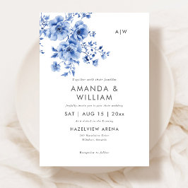 Watercolor Chinoiserie Floral Wedding Invitation 招待状