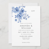 Watercolor Chinoiserie Floral Wedding Invitation 招待状 (正面)