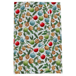 Watercolor Christmas ミディアムペーパーバッグ