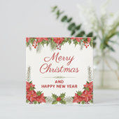  Watercolor Christmas and Happy New Year シーズンカード (スタンド正面)