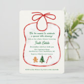 Watercolor Christmas Baby Shower Bib Invitation 招待状 (スタンド正面)