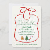 Watercolor Christmas Baby Shower Bib Invitation 招待状 (正面)