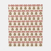 Watercolor Christmas Bells With Red Bows フリースブランケット (正面)