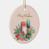 Watercolor Christmas candles Keepsake Ornament セラミックオーナメント (右)