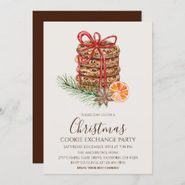 Watercolor Christmas Cookies Exchange Party 招待状