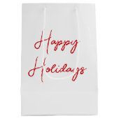 Watercolor Christmas Cows With Santa Hat ミディアムペーパーバッグ (裏面)