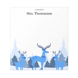 Watercolor Christmas Deer Teacher Notepad ノートパッド