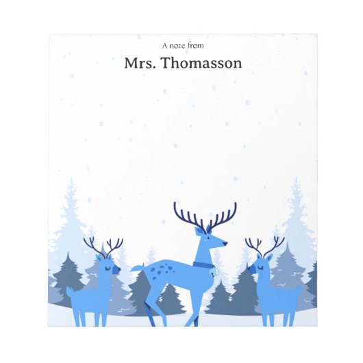 Watercolor Christmas Deer Teacher Notepad ノートパッド (正面)