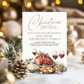 Watercolor Christmas Dinner Party Holiday Rustic 招待状