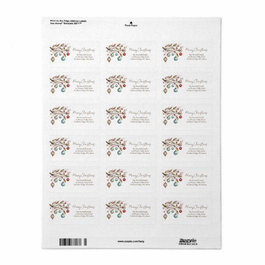 Watercolor Christmas Elegant Script   ラベル (フルシート)