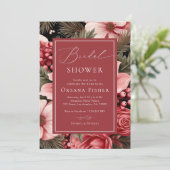 Watercolor Christmas Floral Winter Bridal Shower 招待状 (スタンド正面)